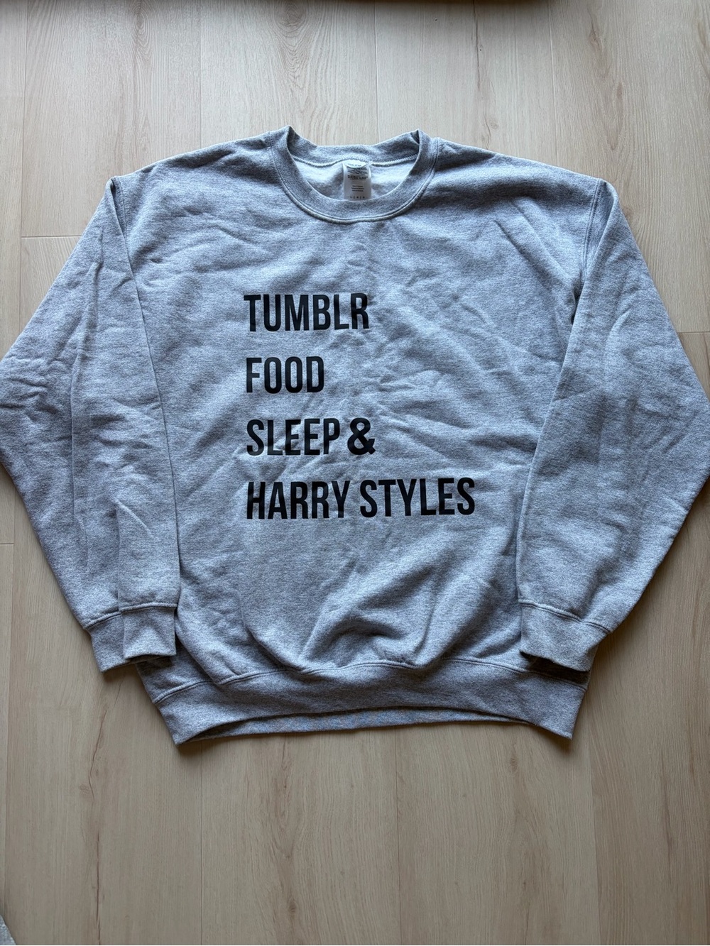 Grey 'Tumblr Food Sleep & Harry Styles' Graphic Sweatshirt